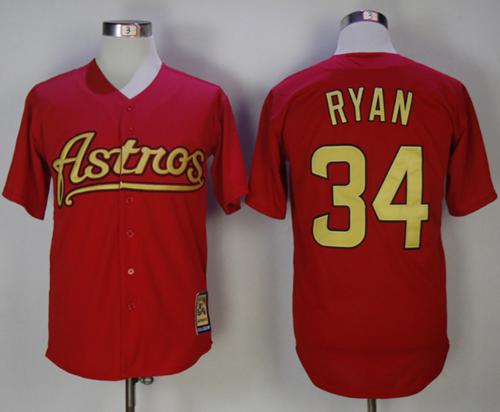 Astros #34 Nolan Ryan Red 2002-2012 Turn Back The Clock Stitched MLB Jersey